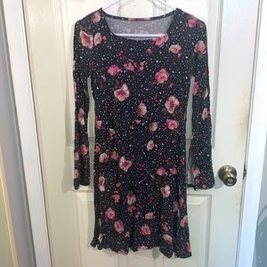 Black floral long sleeved dress